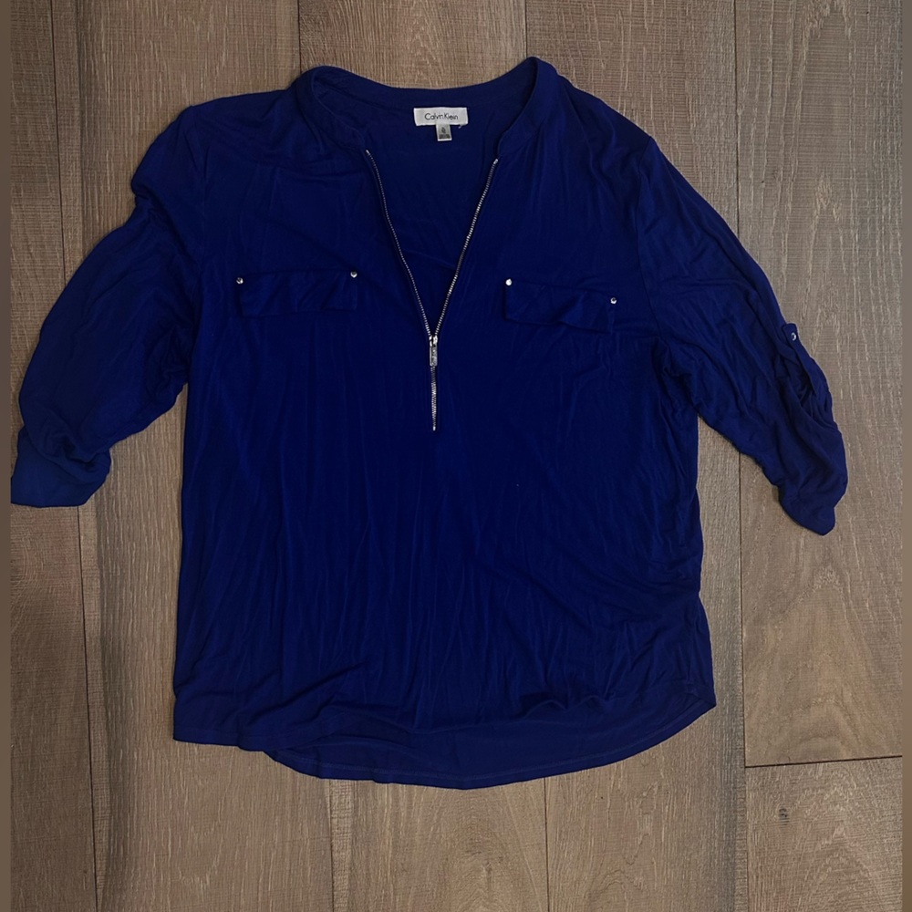 Calvin Klein Royal Blue Zip-Up Top
